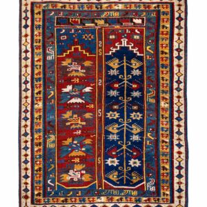 LOT.10 Antik Çift Kapılı Megri Halısı 19. Yüzyıl Sonu 127 x 170 cm