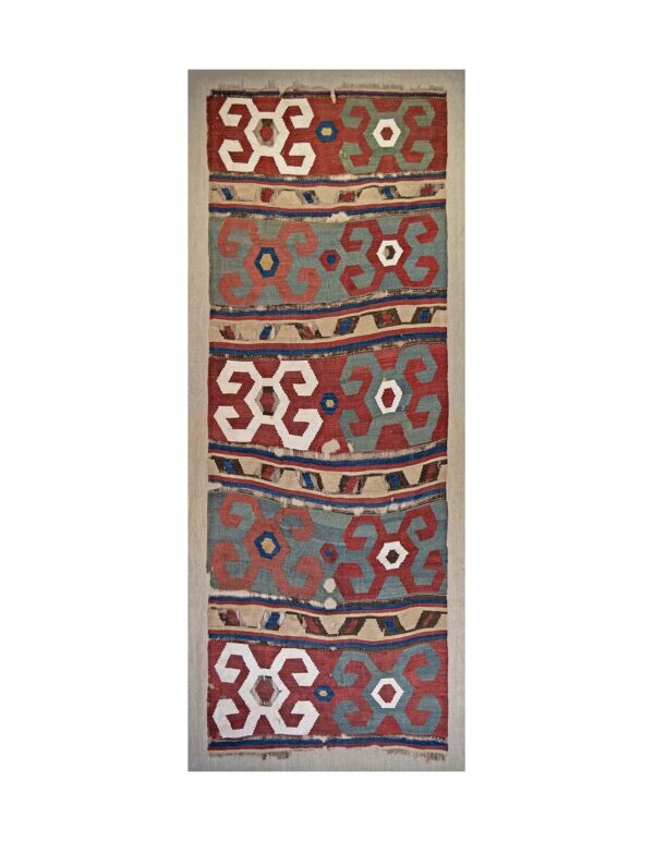 LOT.103 Antik Kafkas Kilim Fragman 19. Yüzyıl 86 x 232 cm