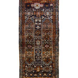 LOT.119 Antik Hakkari Herki Çift Kapılı Halı 100+ Yaş 95 x 195 cm