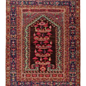 LOT.30 Antik Selvili Manzaralı Kula Halısı 19. Yüzyıl Ortası 150 x 120 cm