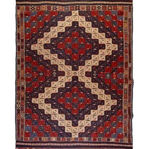 LOT.33 Antik Arpadere Bergama Kutulu Cicim Kilim 19. Yüzyıl 113 x 147 cm