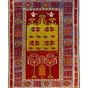 LOT.49 Antik Konya Cihanbeyli Halısı 120+ Yaş 114 x 137 cm