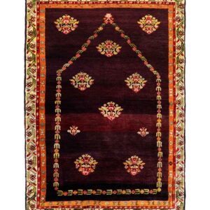 LOT.53 Antik Sivas Mor Mihraplı Halı 19. Yüzyıl 105 x 152 cm